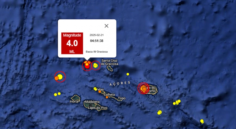 Imagem de Sismo de magnitude 4,0 sentido em São Jorge e Faial