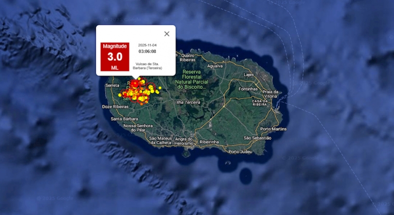 Imagem de Sismo de magnitude 3,0 sentido na Terceira