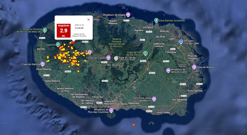Imagem de Sismos de magnitude 2,9 e 1,5 sentidos na Terceira