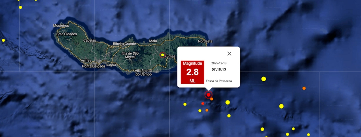 Imagem de Sismo de magnitude 2,8 sentido em São Miguel