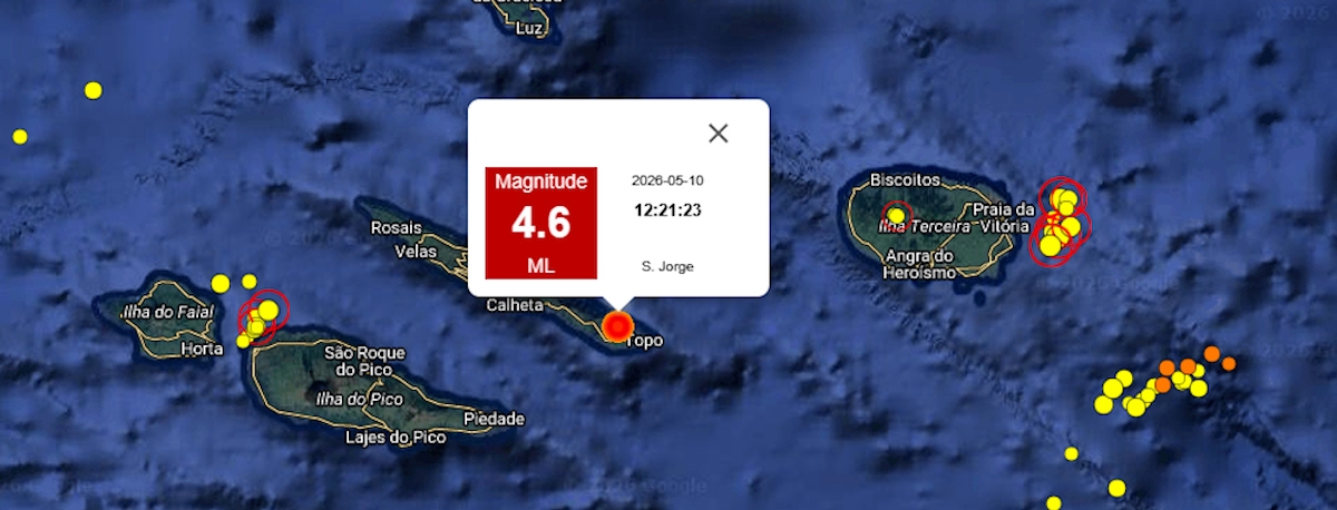 Imagem de Sismo de magnitude 4,6 sentido no Grupo Central