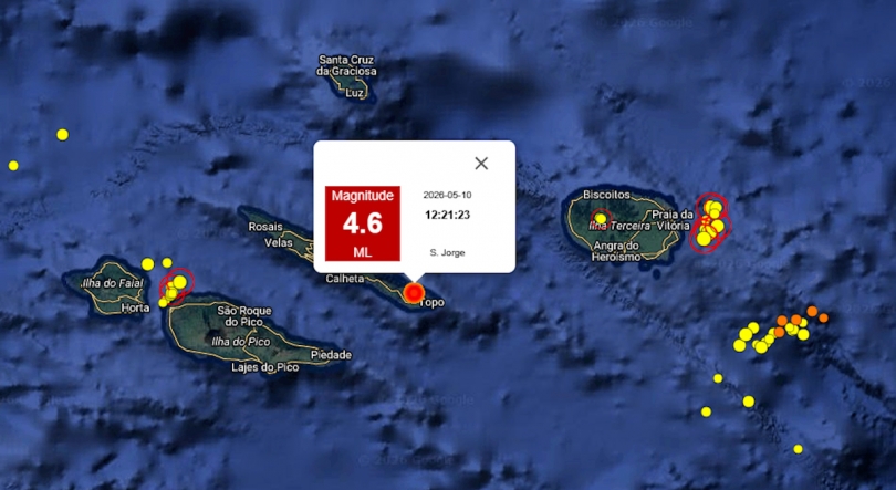 Sismo de magnitude 4,6 sentido no Grupo Central